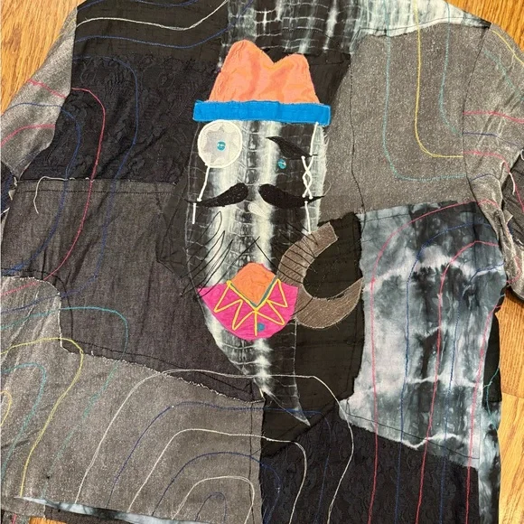 Sandy Starkman silk multicolor funky retro jacket quirky vintage boho - Picture 4 of 4